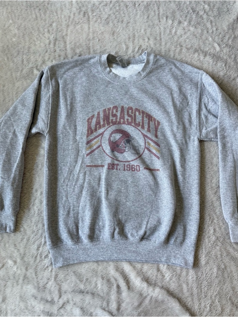 Gildan Gray Kansas City Graphic Crewneck with Maroon and Gold Accents